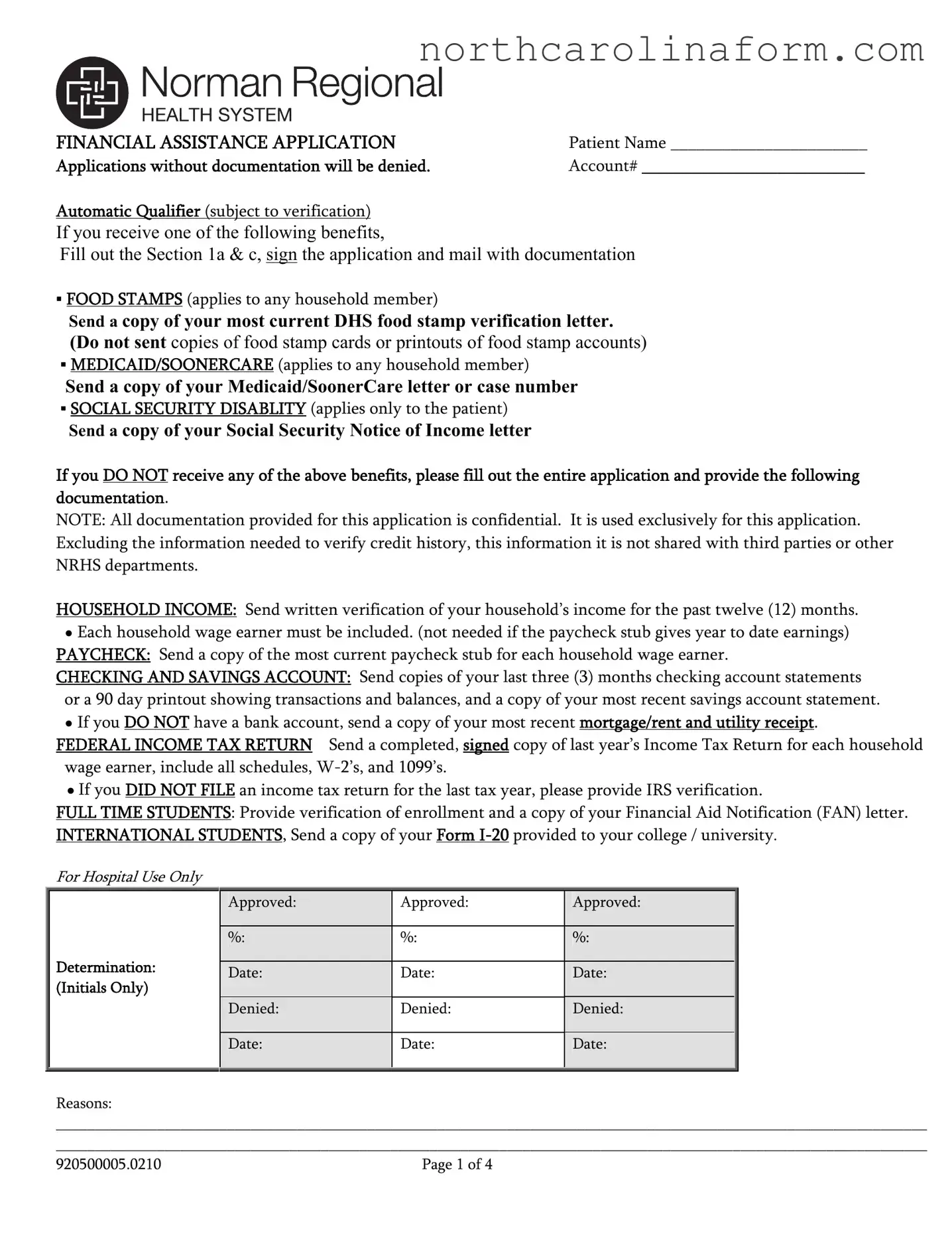 Blank North Carolina Department Of Insurance PDF Form