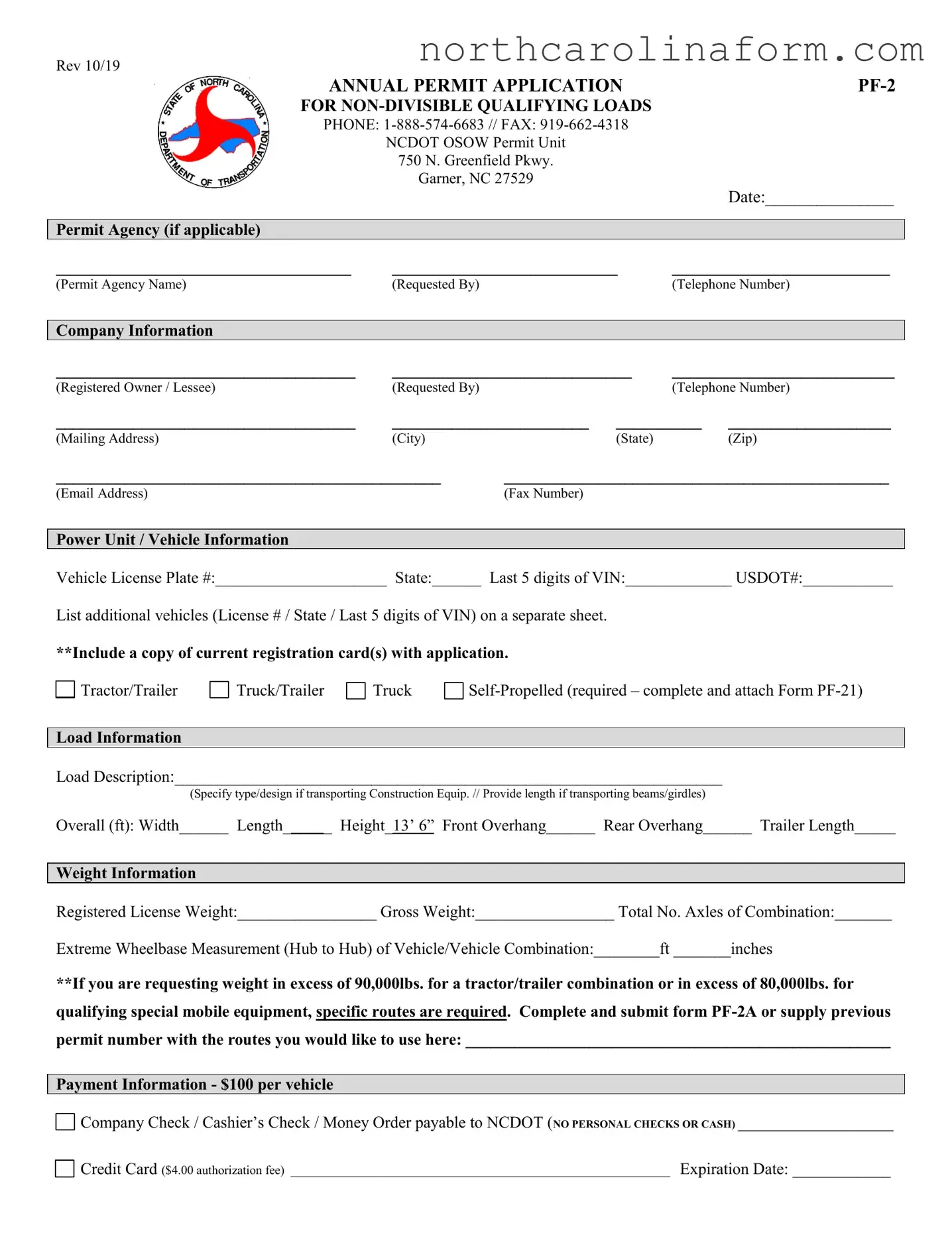 Blank North Carolina Pf 2 PDF Form