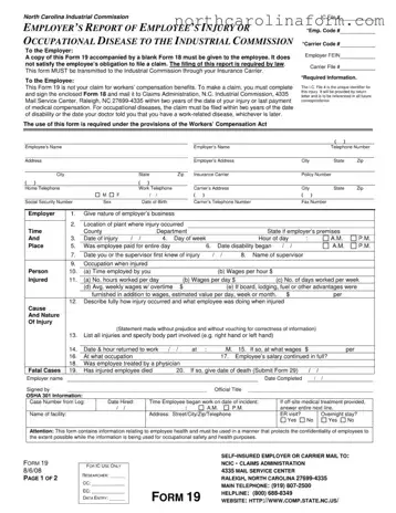 Blank 19 North Carolina PDF Form