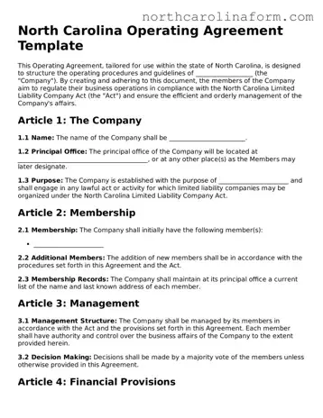 Attorney-Approved Operating Agreement Template for the State of North Carolina