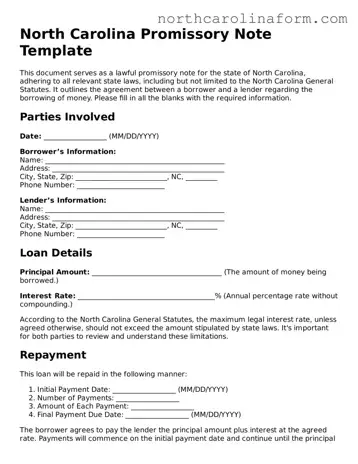 Attorney-Approved Promissory Note Template for the State of North Carolina