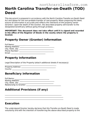 Attorney-Approved Transfer-on-Death Deed Template for the State of North Carolina